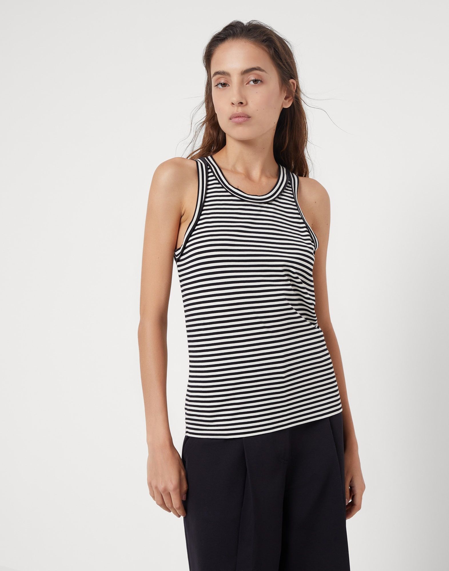 Brunello Cucinelli o1y0825 Tank Top in Black/White Size XS / US 0-2 / IT 36-38 - 1 Thumbnail