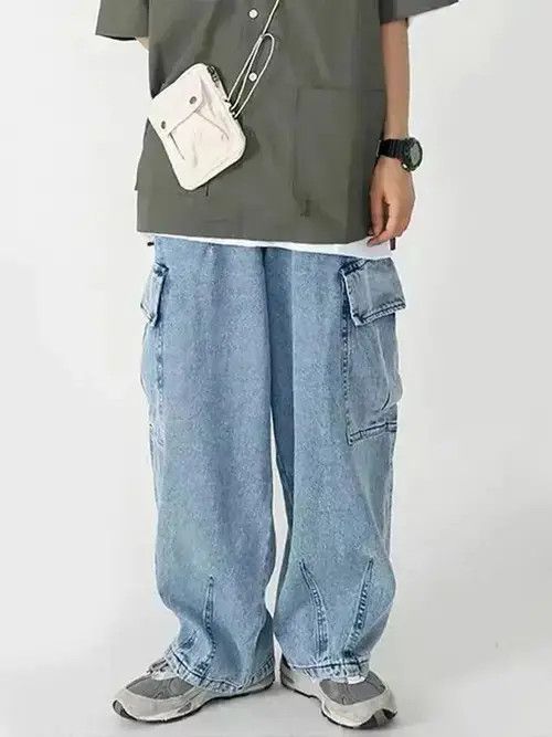 Japanese Brand Baggy Cargo Jeans Trousers Wide Leg Hip Hop Style y2k Size US 36 / EU 52 - 5 Thumbnail