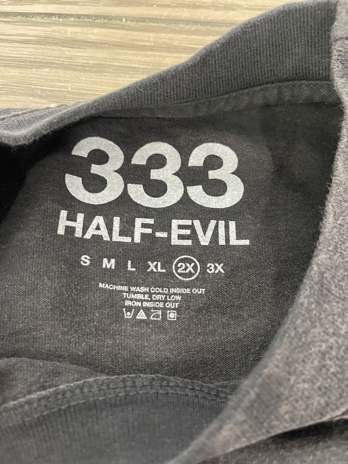 Designer × Half Evil ⚡️ Half Evil 333 Script Tee Shirt Vintage Black 2XL XXL ⚡️ Size US XXL / EU 58 / 5 - 6 Thumbnail