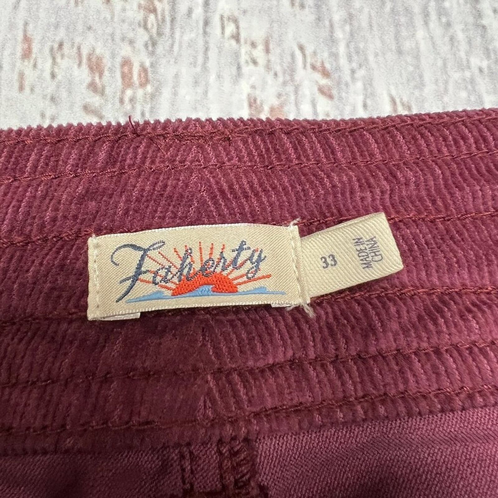 Faherty Faherty Stretch Cord Wide Leg Pants Maroon 33 Size 33" - 6 Thumbnail