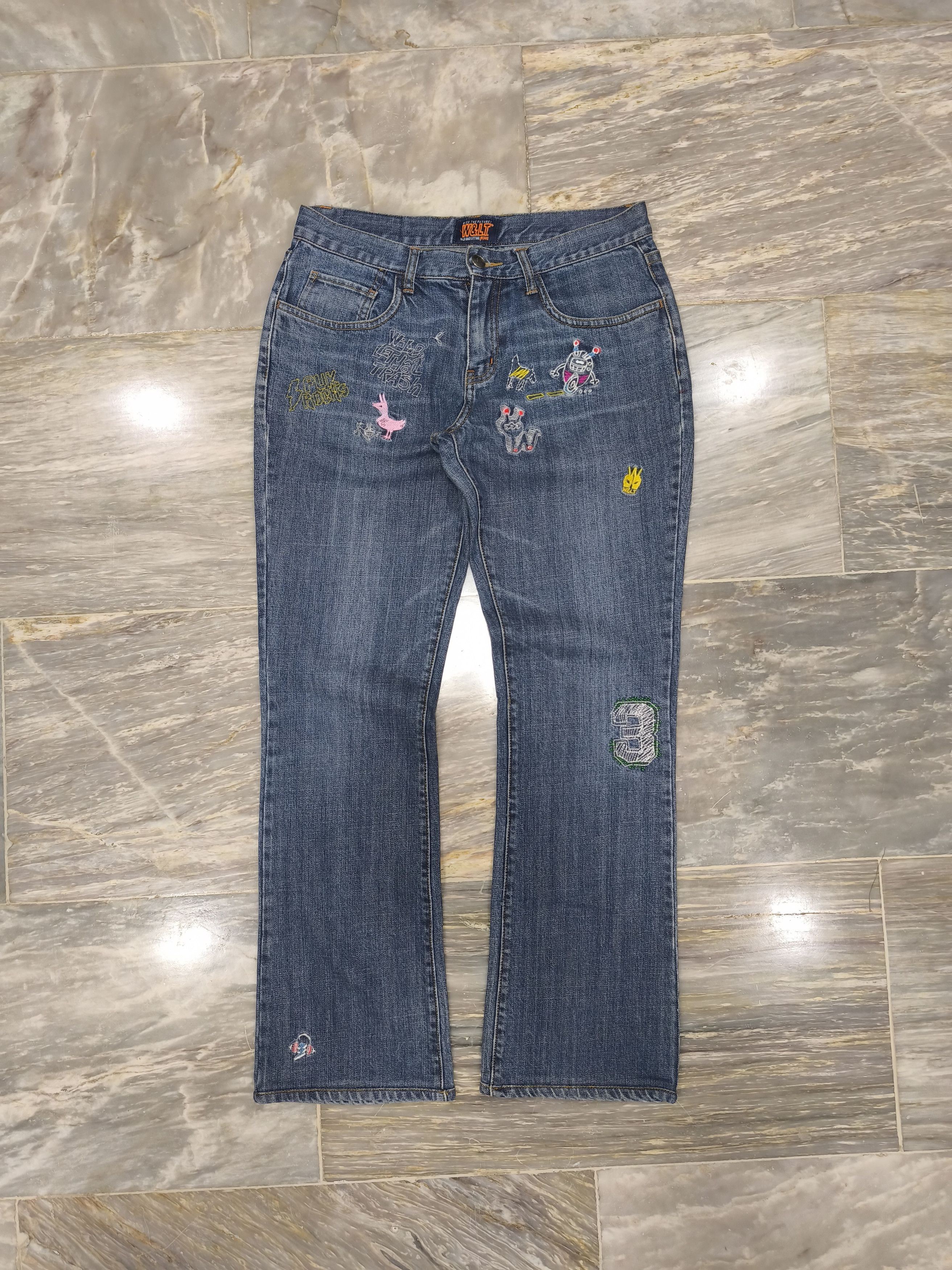 Walter Van Beirendonck Vintage W&LT Embroidery Design Jeans Size 29" - 1 Thumbnail