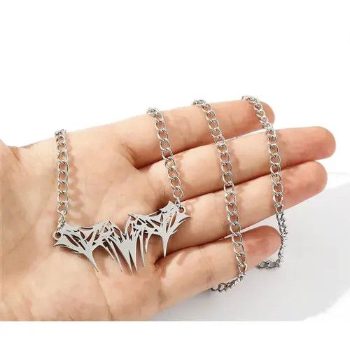 Jewelry Spike Graffiti Chain Necklace Punk Gothic Chrome Rock Venom Size ONE SIZE - 1 Thumbnail