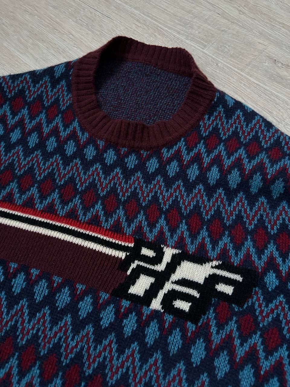 Prada Iconic Prada Intarsia 18 Runway Fashion Show Chevron Sweater Size US S / EU 44-46 / 1 - 3 Thumbnail
