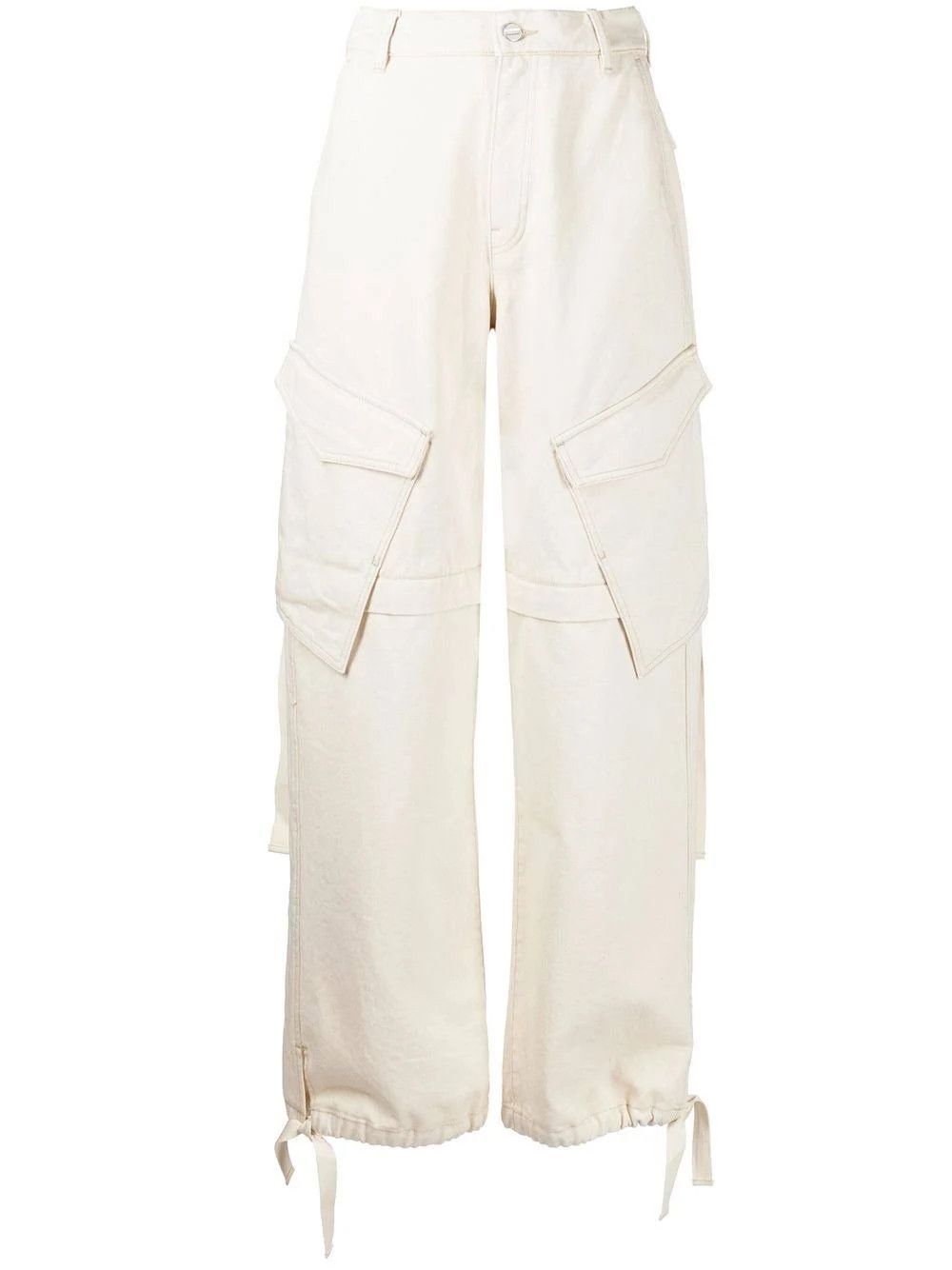 o1mle0524 Wide-Leg Cargo Trousers in White
