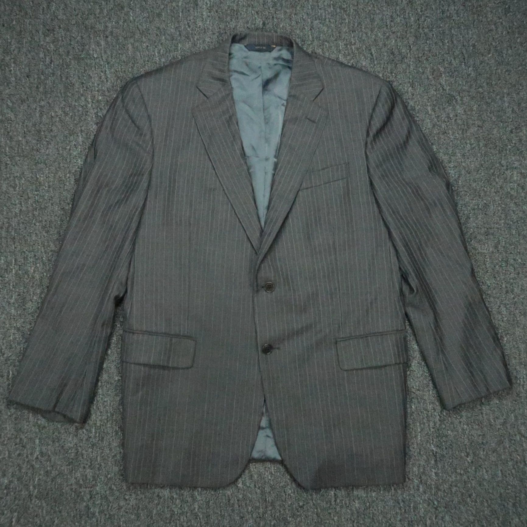 Brooks Brothers Brooks Brothers Blazer Mens 43R Gray Wool Pinstripe 1818 Madison Saxxon Jacket Size 46R - 2 Thumbnail