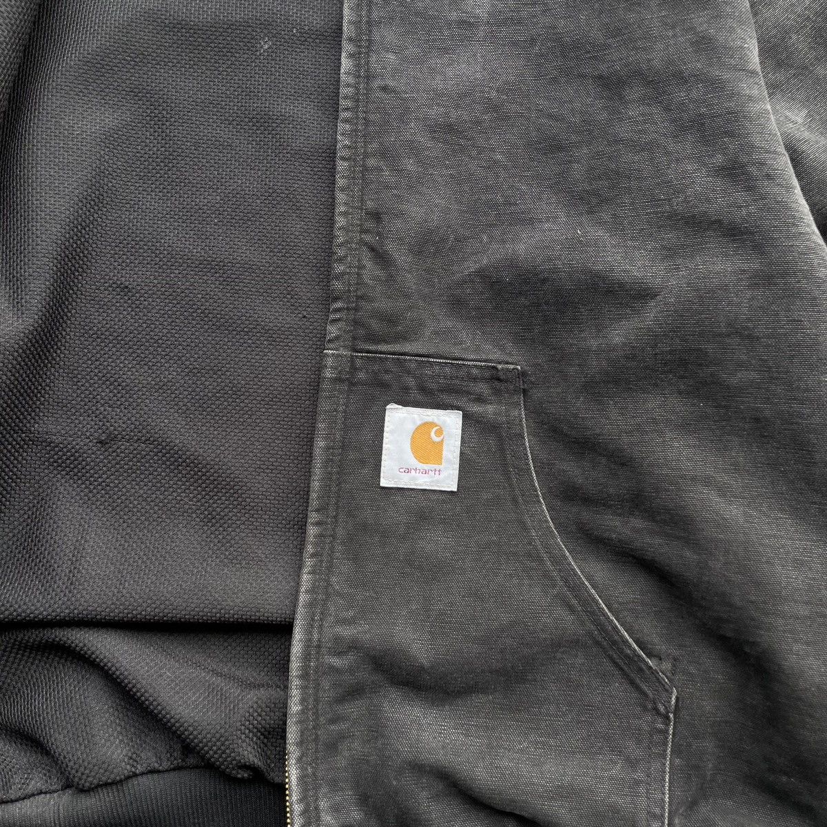 Vintage Faded Black Carhartt Hooded Active Jacket 90s Grunge
