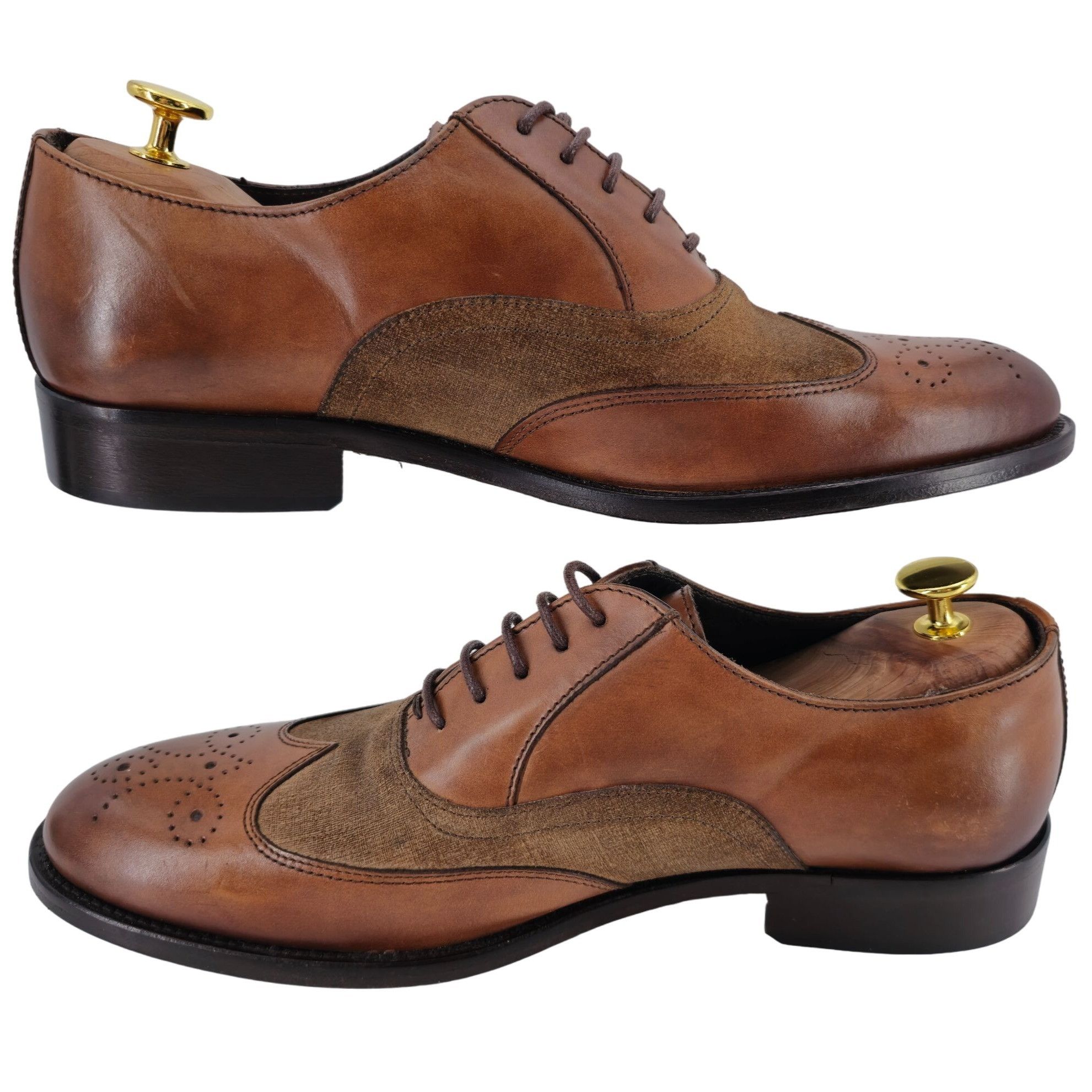 Bruno Magli New Bruno Magli Italy Brown Leather Suede Wingtip Oxfords 10 Size US 10 / EU 43 - 5 Thumbnail