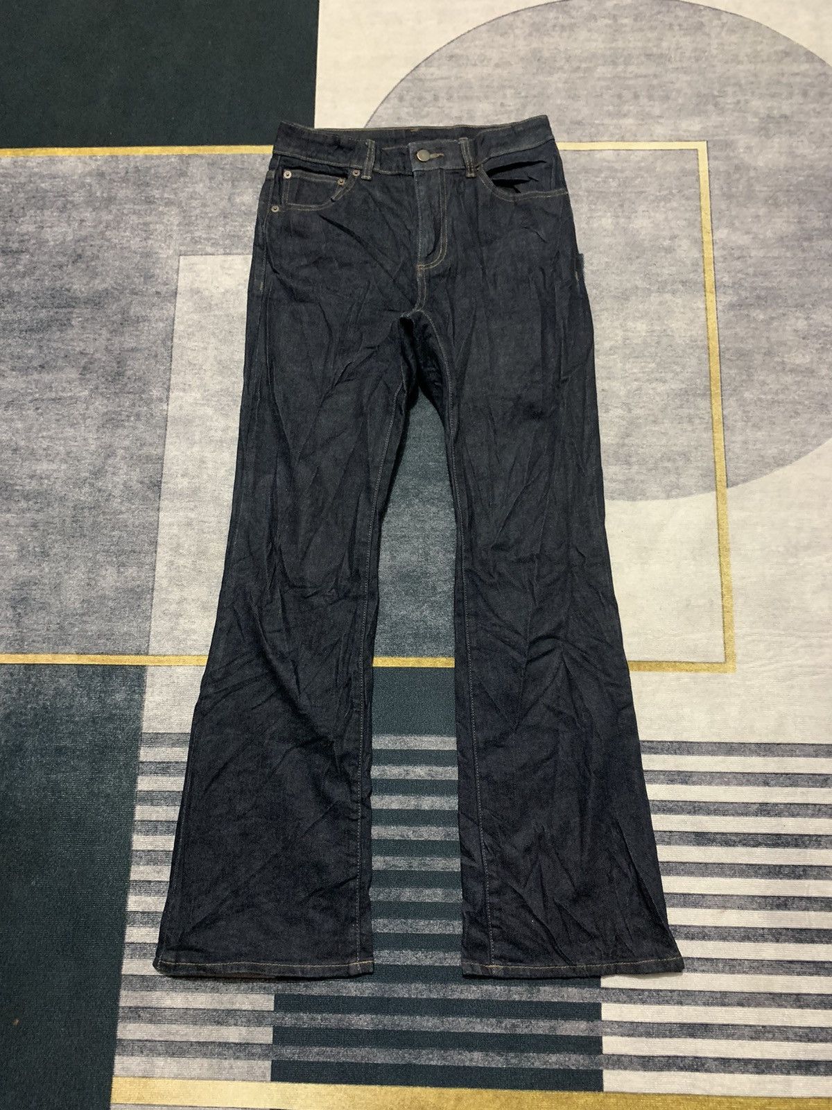 GU × Vintage Y2K GU FLARE BOOT CUT DENIM PANTS Size US 27 - 1 Thumbnail