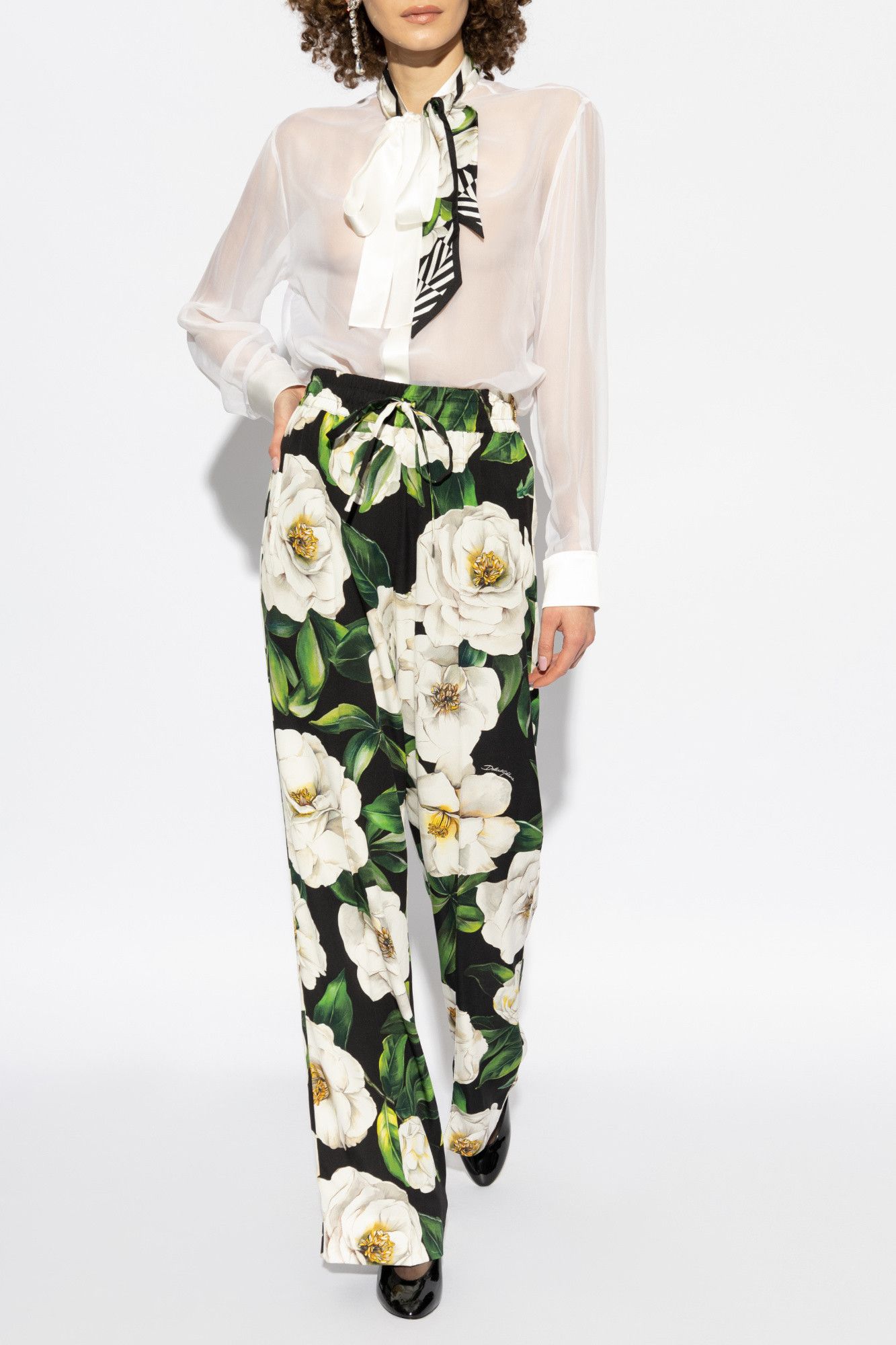 Dolce & Gabbana o1s22i1n0225 Floral Pattern Silk Pant in Multicolor Size 28" / US 6 / IT 42 - 2 Thumbnail