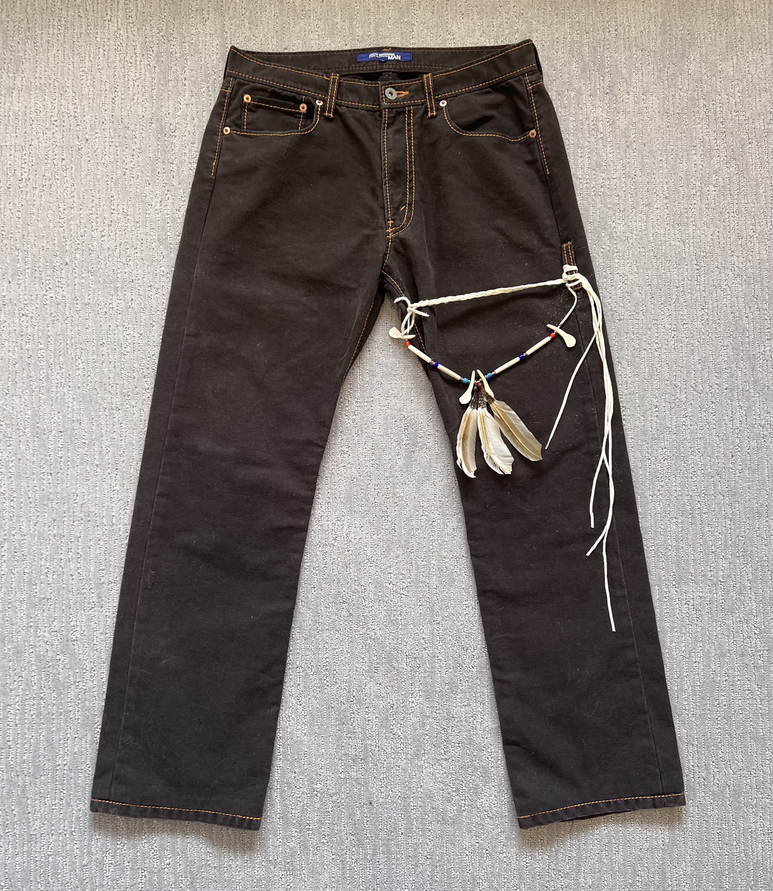 Comme des Garcons × Junya Watanabe FW2003 Feather/Bone Chain Native Trousers Size US 32 / EU 48 - 1 Thumbnail