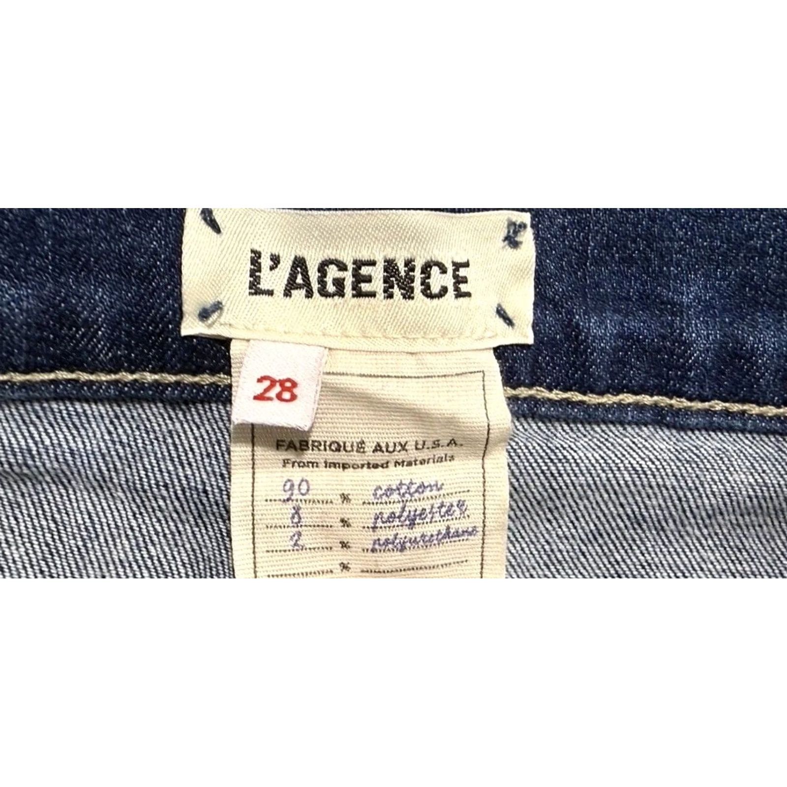 L'AGENCE L'AGENCE Sada High Rise Slim Cropped Jeans Sz 28 Laredo Blue Raw Hem Women's Jeans 5-Pocket Cotton Denim Slim Fit Cropped Inseam 26" Medium Wash Size 28" / US 6 / IT 42 - 7 Thumbnail