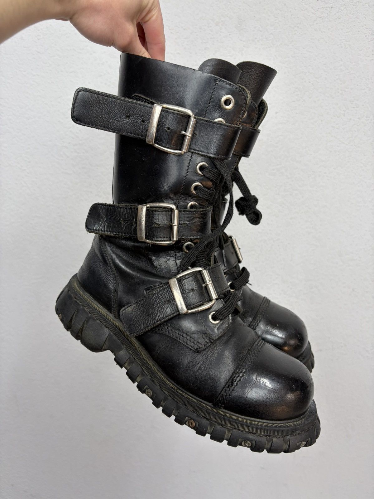 Hedi Slimane Studded Leather Multi Belted Boots Avant-Garde CCP Style Y2K Size US 9.5 / EU 42-43 - 13 Thumbnail