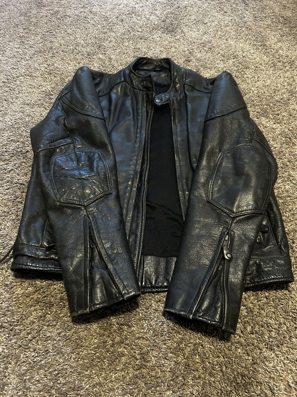 Vintage Black leather moto racing jacket Size US S / EU 44-46 / 1 - 1 Thumbnail