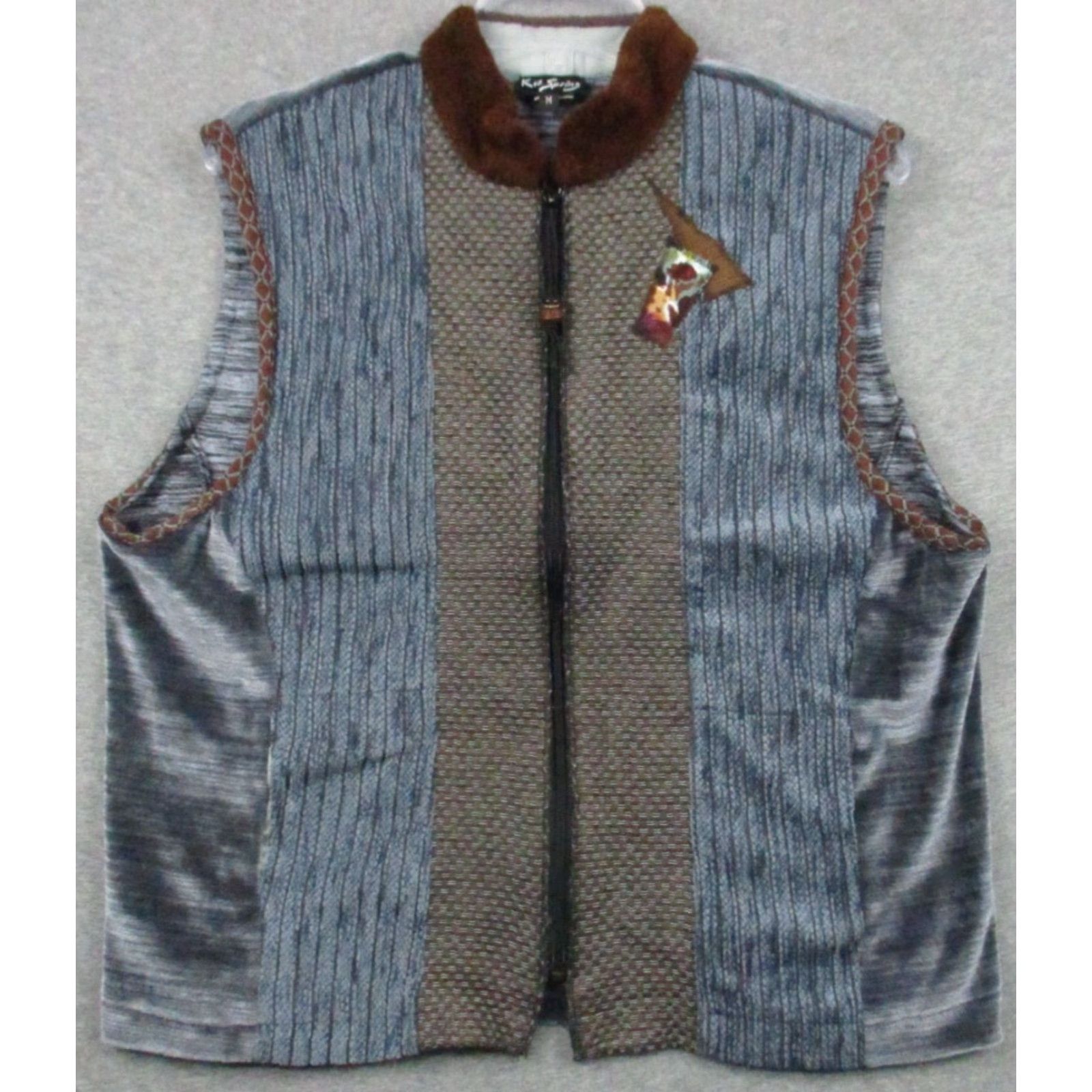 Vintage K.D. Spring Lightweight Vest Medium Open Artsy Boho Art To Wear Vest M Brown 1990s Arts & Crafts Mens Womens Size M / US 6-8 / IT 42-44 - 2 Thumbnail