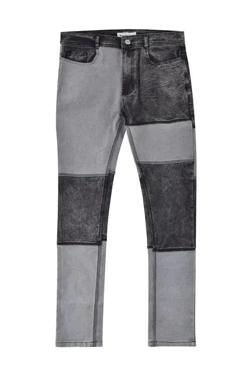 Vintage Patchwork Denim Grey/Black Size US 36 / EU 52 - 4 Thumbnail
