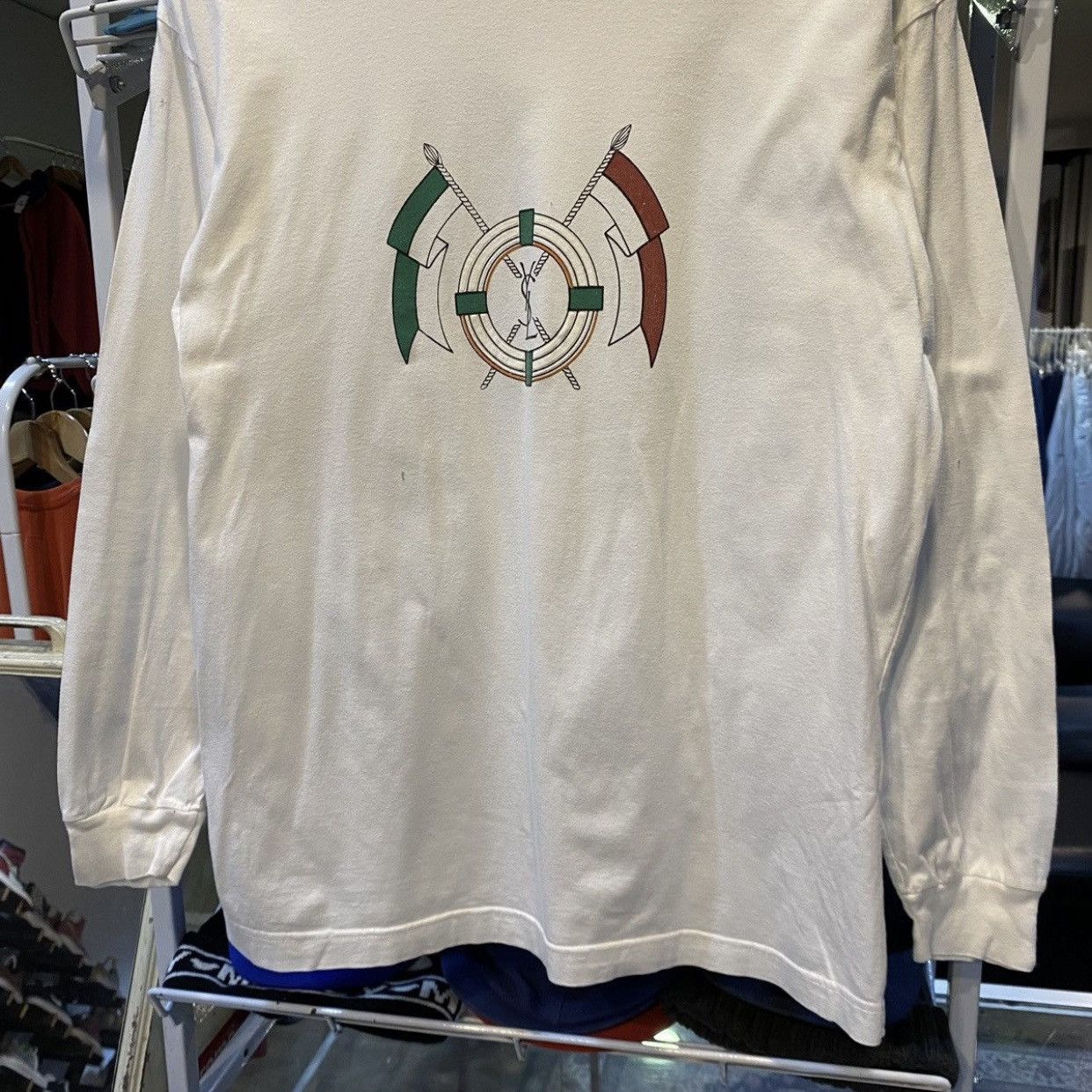 Yves Saint Laurent Vintage Yves Saint Laurent YSL Cross Flag Logo Long Sleeve T Size US L / EU 52-54 / 3 - 4 Thumbnail