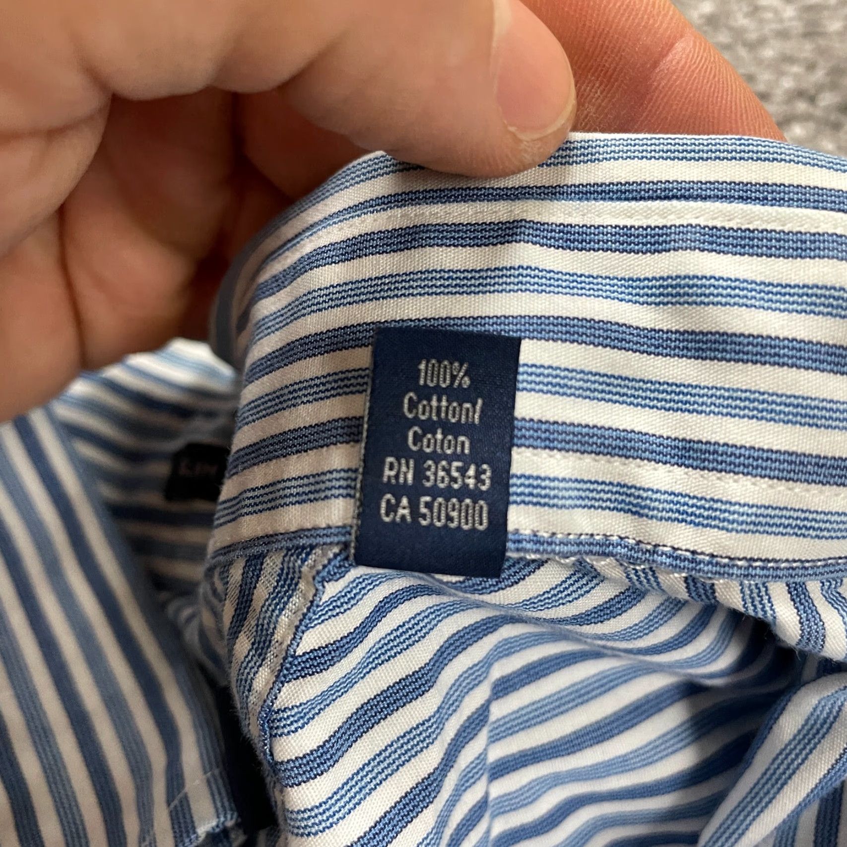 Tommy Hilfiger VINTAGE Tommy Hilfiger Dress Shirt Mens 15.5 Blue White Striped Long Sleeve Button-Down Casual Size 40R - 5 Thumbnail