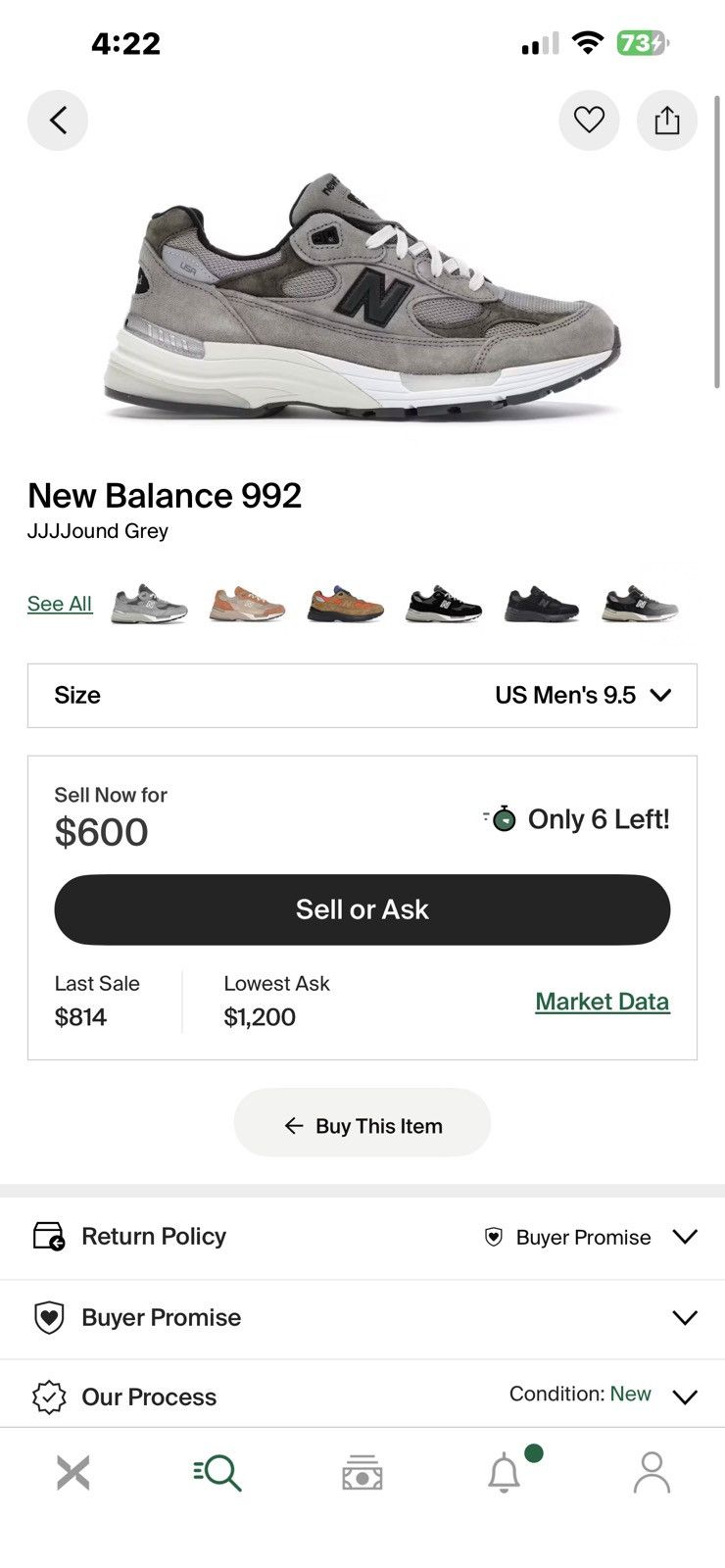 JJJJound × New Balance New Balance 992 JJJJound Grey - M992J2 Size US 9.5 / EU 42-43 - 20 Thumbnail