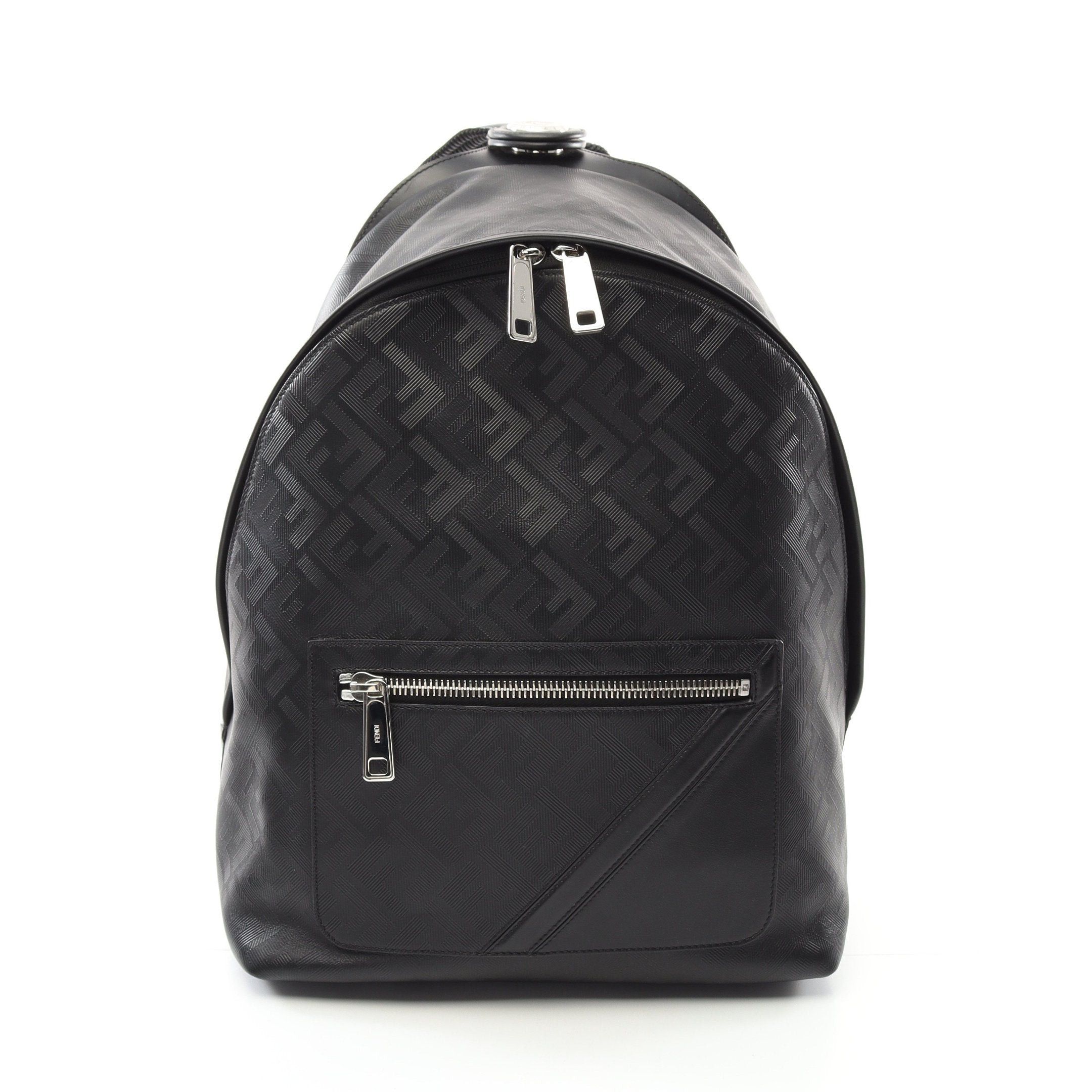 Fendi Fendi Chiodo Shadow Diagonal Backpack Rucksack Leather Black Size ONE SIZE - 1 Thumbnail