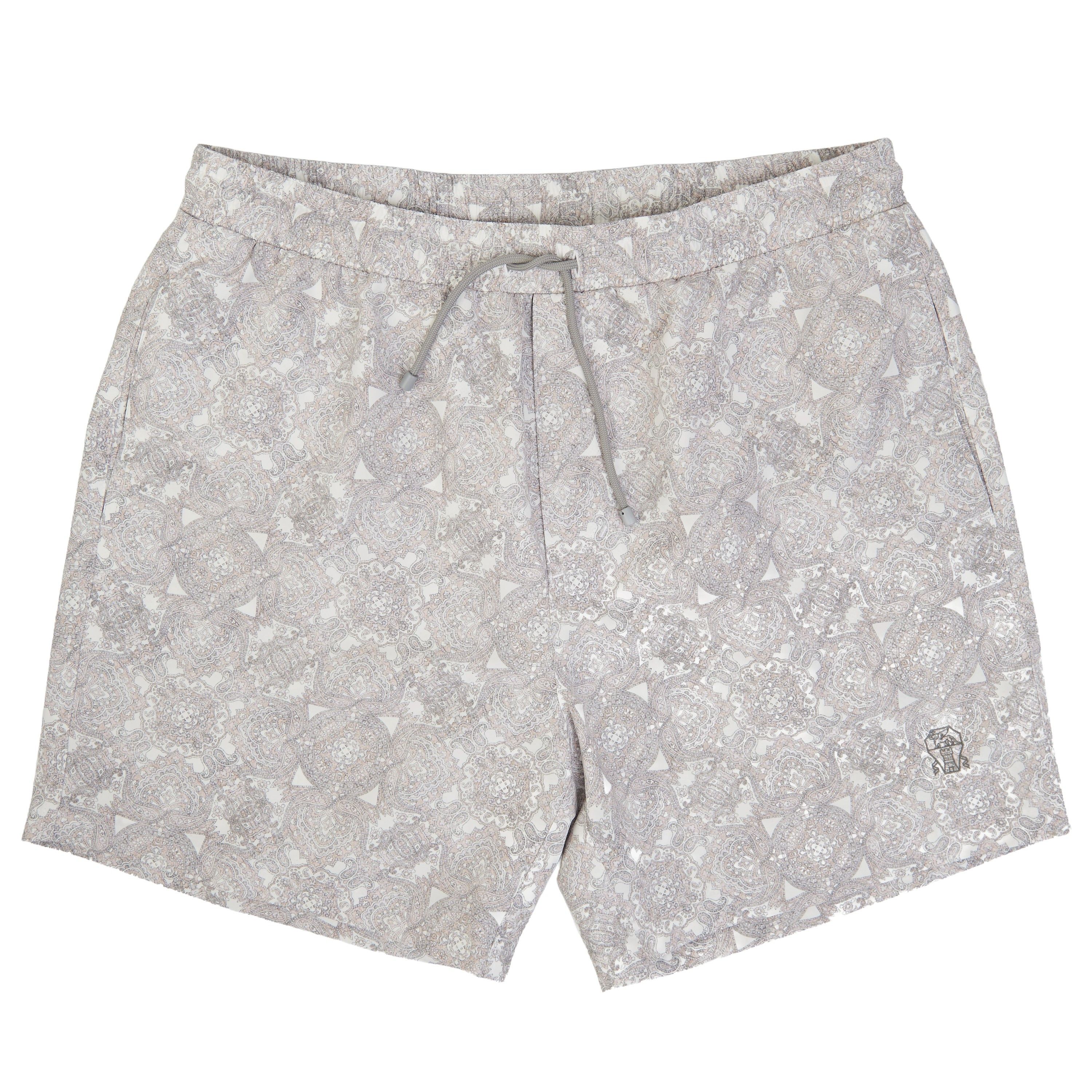 Brunello Cucinelli Swim Shorts With Paisley Print & Logo Embroidery Size M Size US 30 / EU 46 - 1 Thumbnail