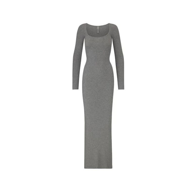 SKIMS Skims Soft Lounge Long Sleeve Dress Maxi Gray Size Small Size S / US 4 / IT 40 - 1 Thumbnail