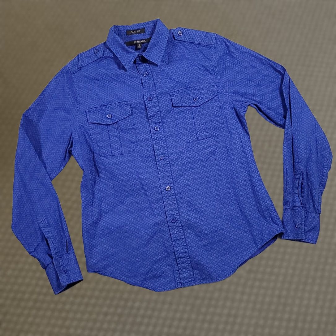 Buckle Black BKE Buckle Black Slim Fit Western Button Up Shirt Mens Small Blue Floral Print Size US S / EU 44-46 / 1 - 1 Thumbnail