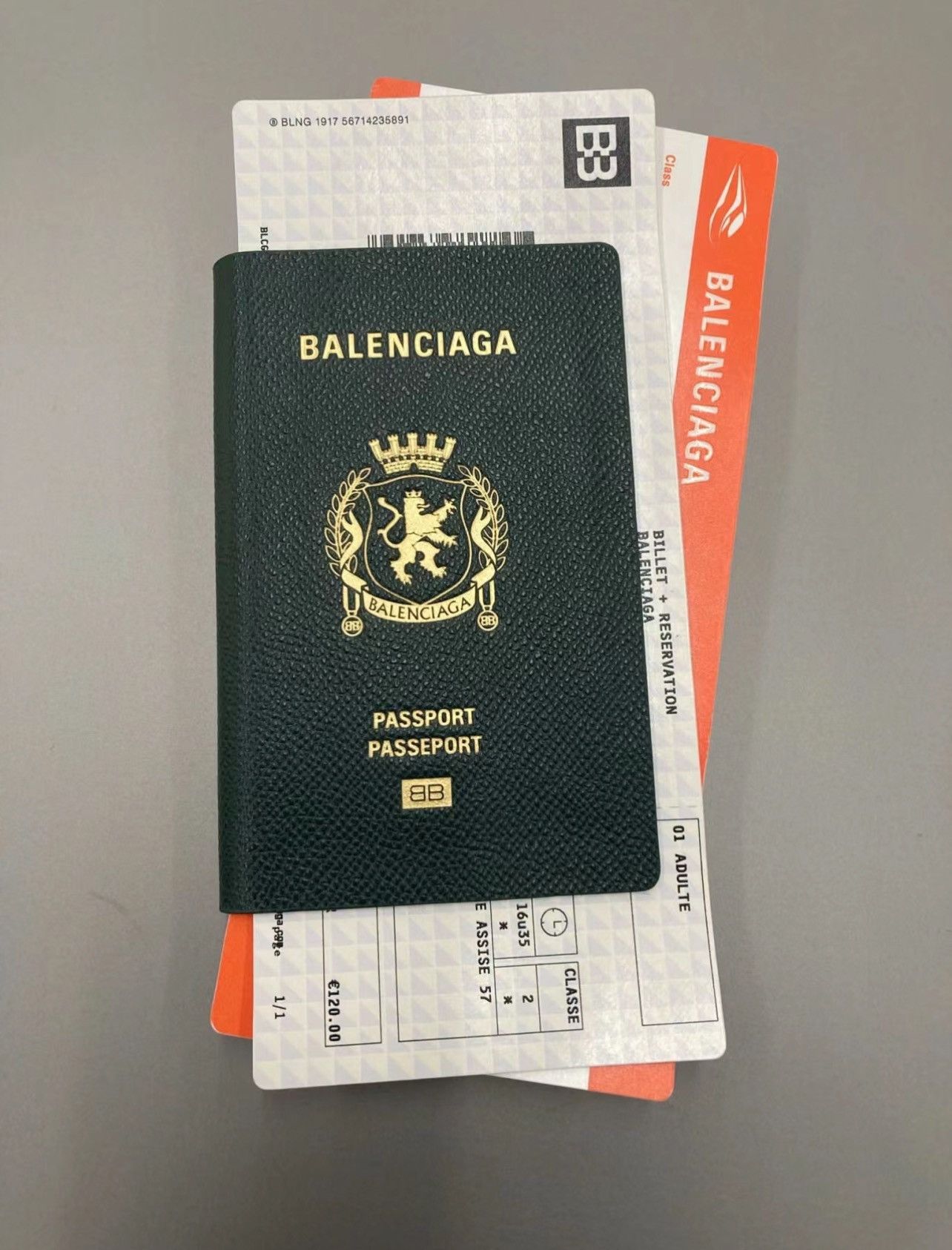 image of New Balenciaga Passport Wallet 2 Tickets Summer24 in Green, Men's