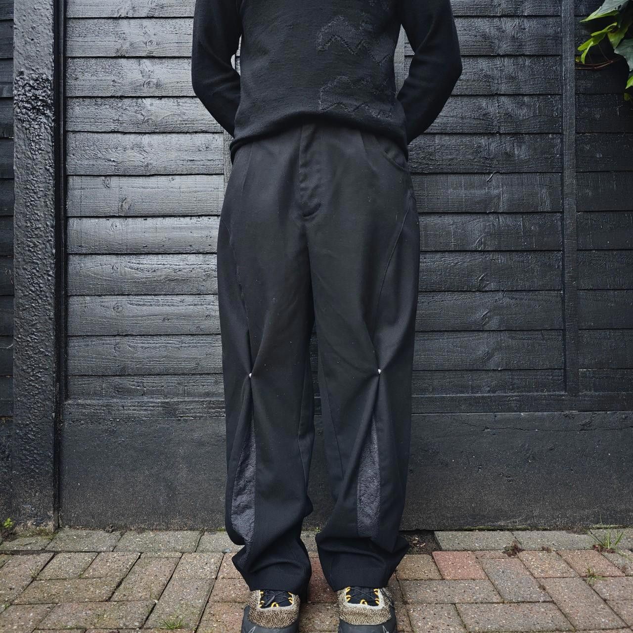 Other Black Wide Leg Slit Panelled Trousers Size US 32 / EU 48 - 2 Thumbnail