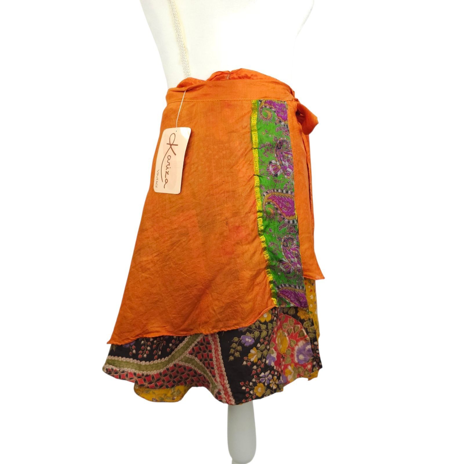 Other Kariza Vintage Wrap Skirt OSFM Silk Blend Boho Indie Fairy Size 24" / US 00 / IT 34 - 9 Thumbnail