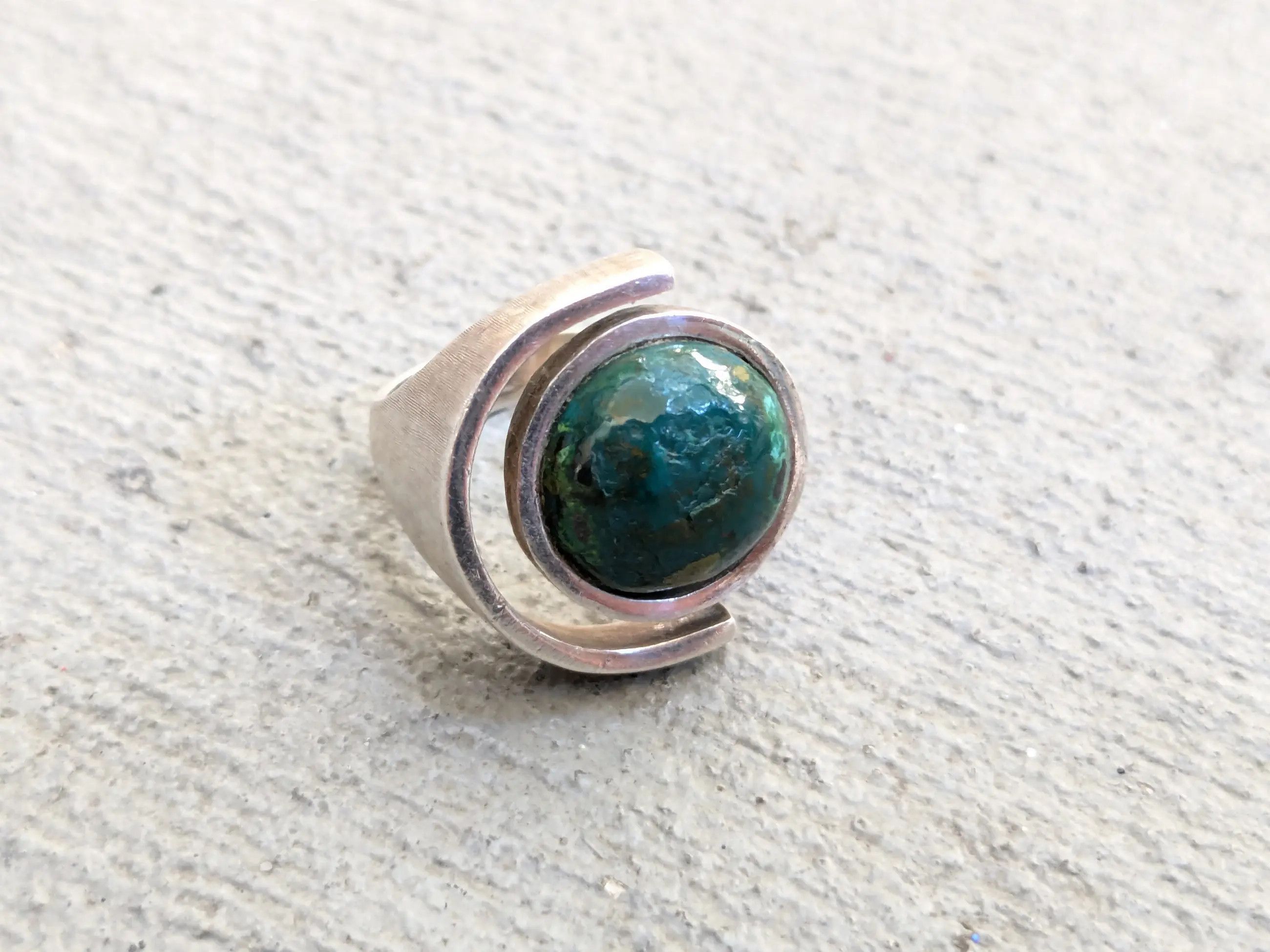 Jewelry Vintage Sterling Silver Ring Chrysocolla Size 7 Modern Size ONE SIZE - 1 Thumbnail