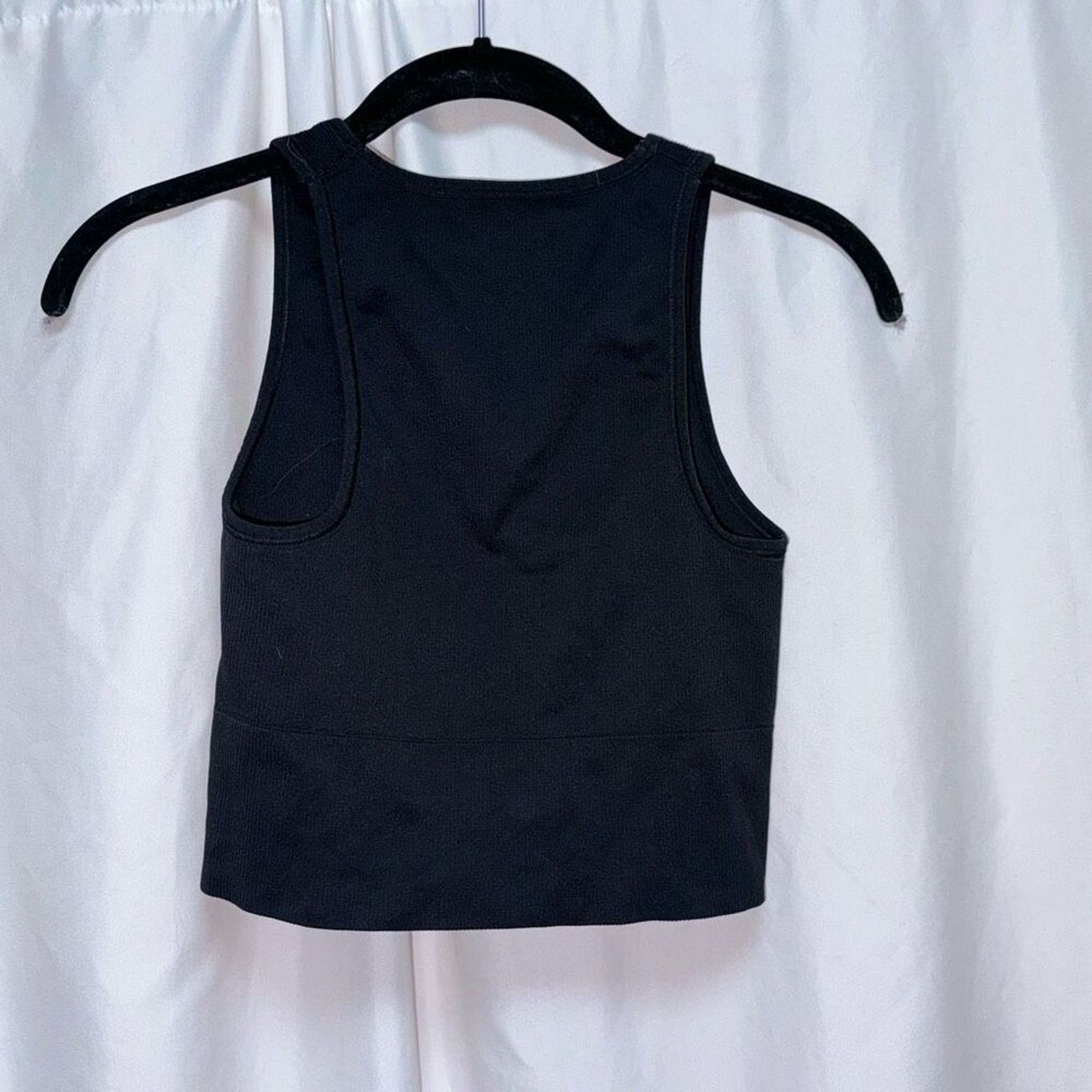 Other Black Ribbed V-Neck Crop Tank | Sz S (NO SIZE TAG) Size S / US 4 / IT 40 - 4 Thumbnail
