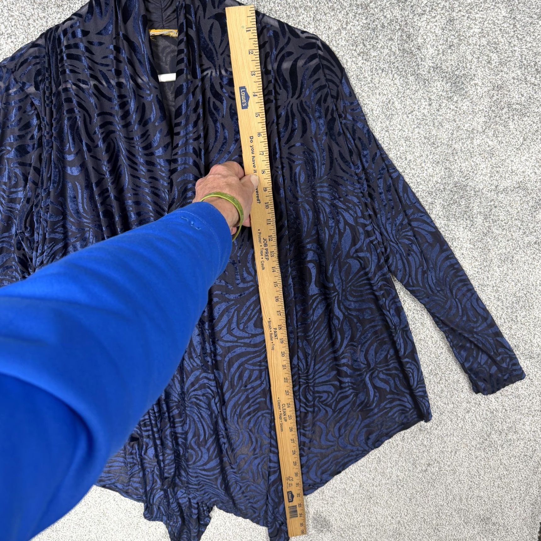 Vintage VINTAGE Ruby Rd. Velvet Burnout Kimono Cardigan / Blouse Women Medium Blue Animal Print 90s Whimsigoth Art Teacher Mens? Size M / US 6-8 / IT 42-44 - 2 Thumbnail