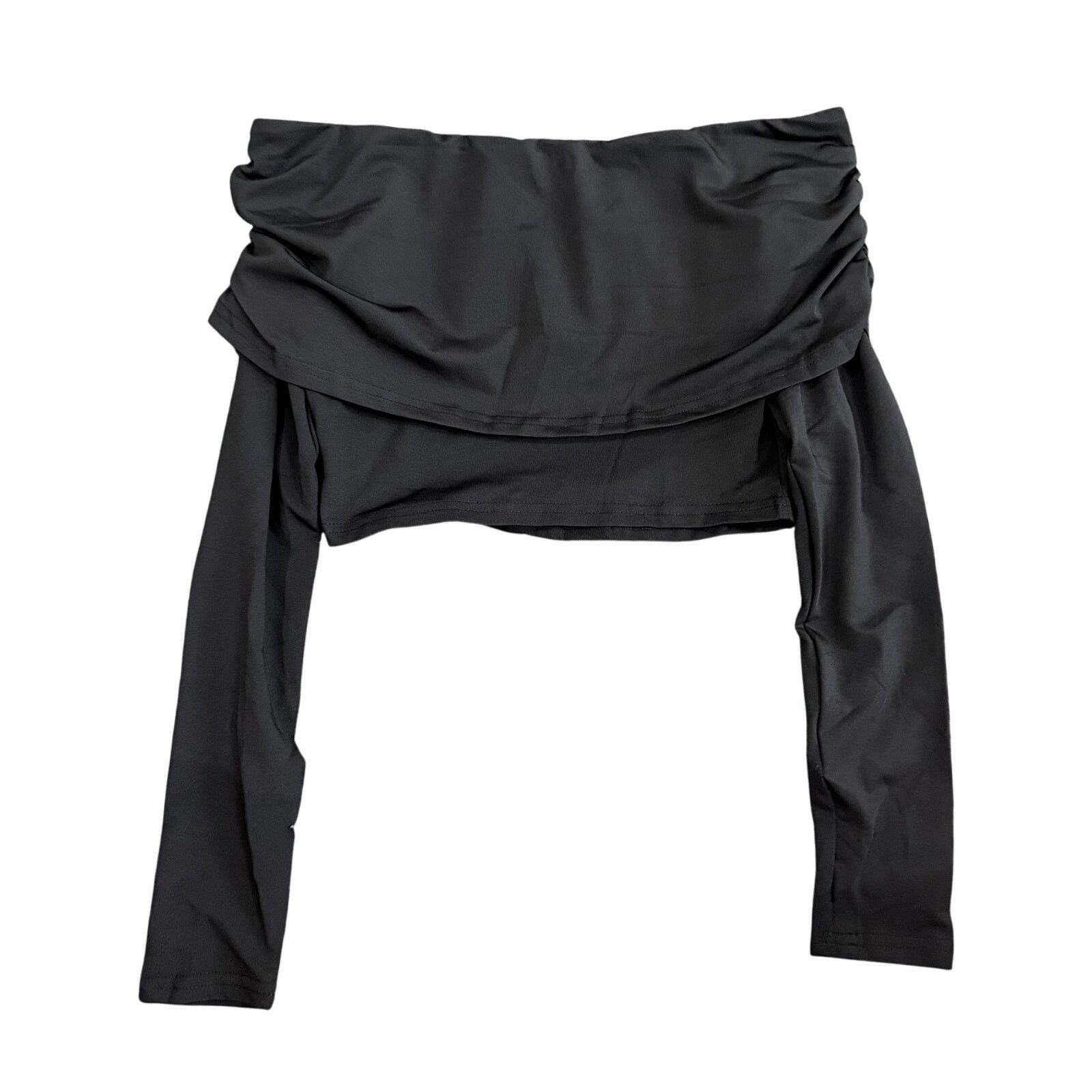 Shein Off Shoulder Long Sleeve Crop Top in Black, Size S Size S / US 4 / IT 40 - 1 Thumbnail