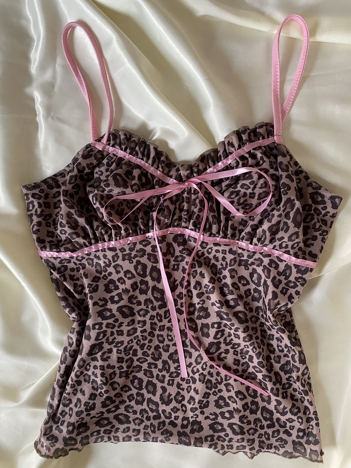 Vintage Vintage leopard rose pink coquette vest top Size S / US 4 / IT 40 - 1 Thumbnail