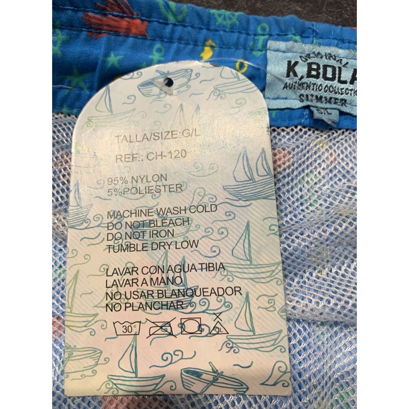 Vintage K. Bola Swim Trunks Large Men’s Blue Regular Bottom Beachwear 60s Size US 33 - 3 Thumbnail