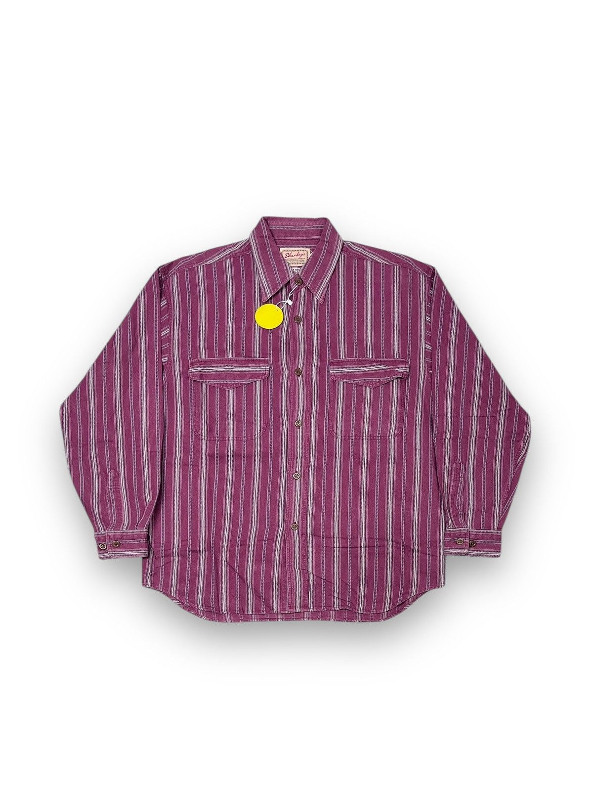 Japanese Brand Sharkey’s Japan Double Pocket Pattern Striped Shirt Size US L / EU 52-54 / 3 - 1 Thumbnail