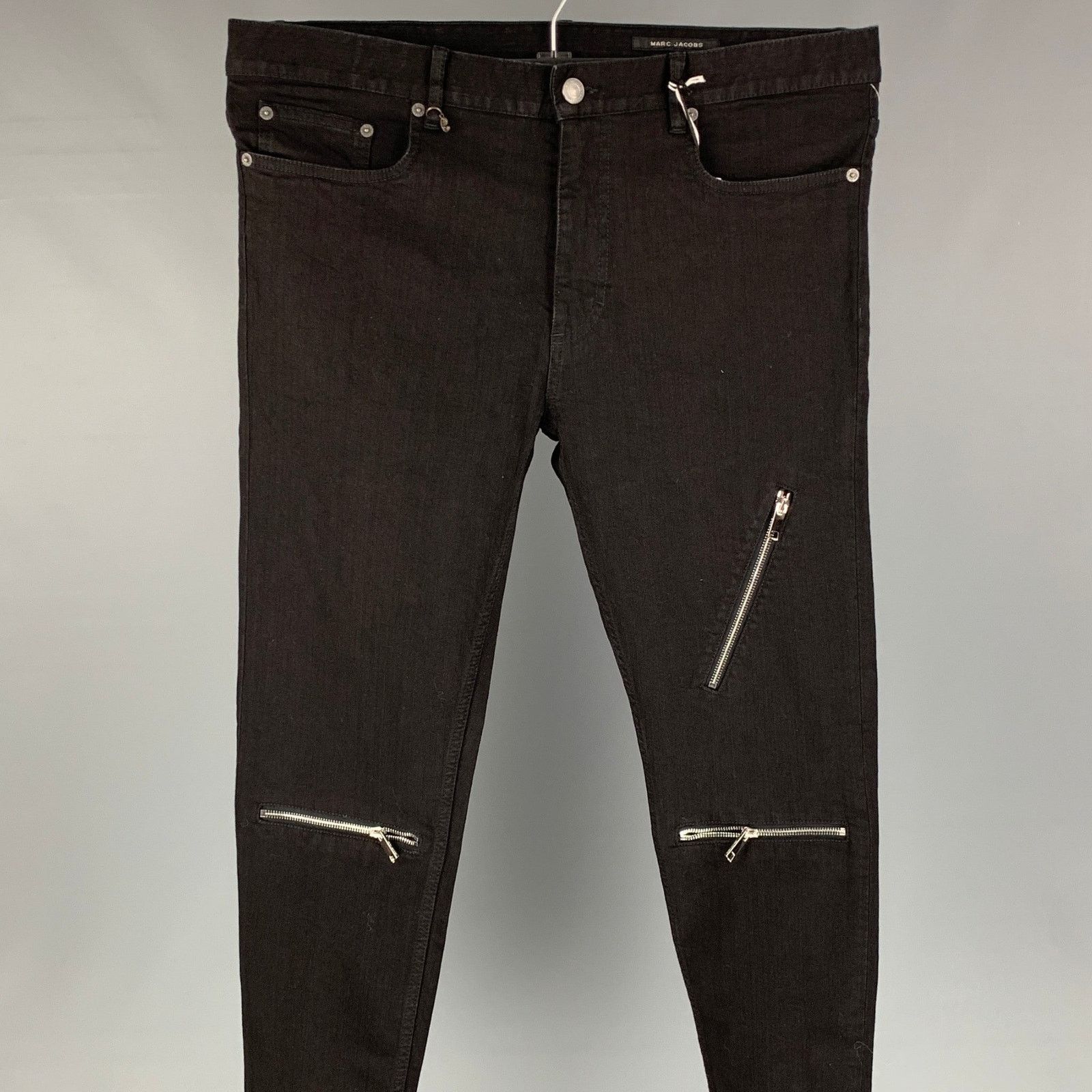MARC JACOBS Size 36 Black Cotton Zip Fly Slim Jeans