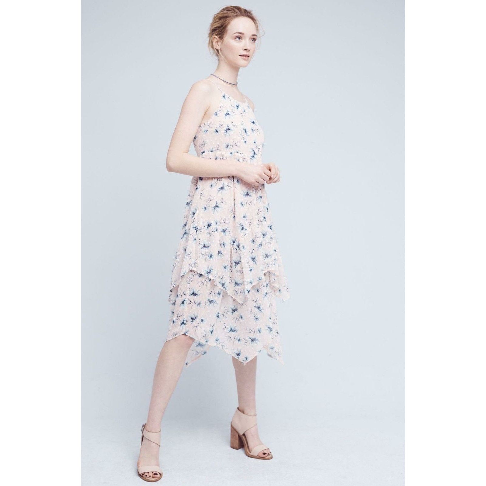 Anthropologie New Anthropologie Firenze Tiered Pink Dress Moon River $158 Size S / US 4 / IT 40 - 1 Thumbnail