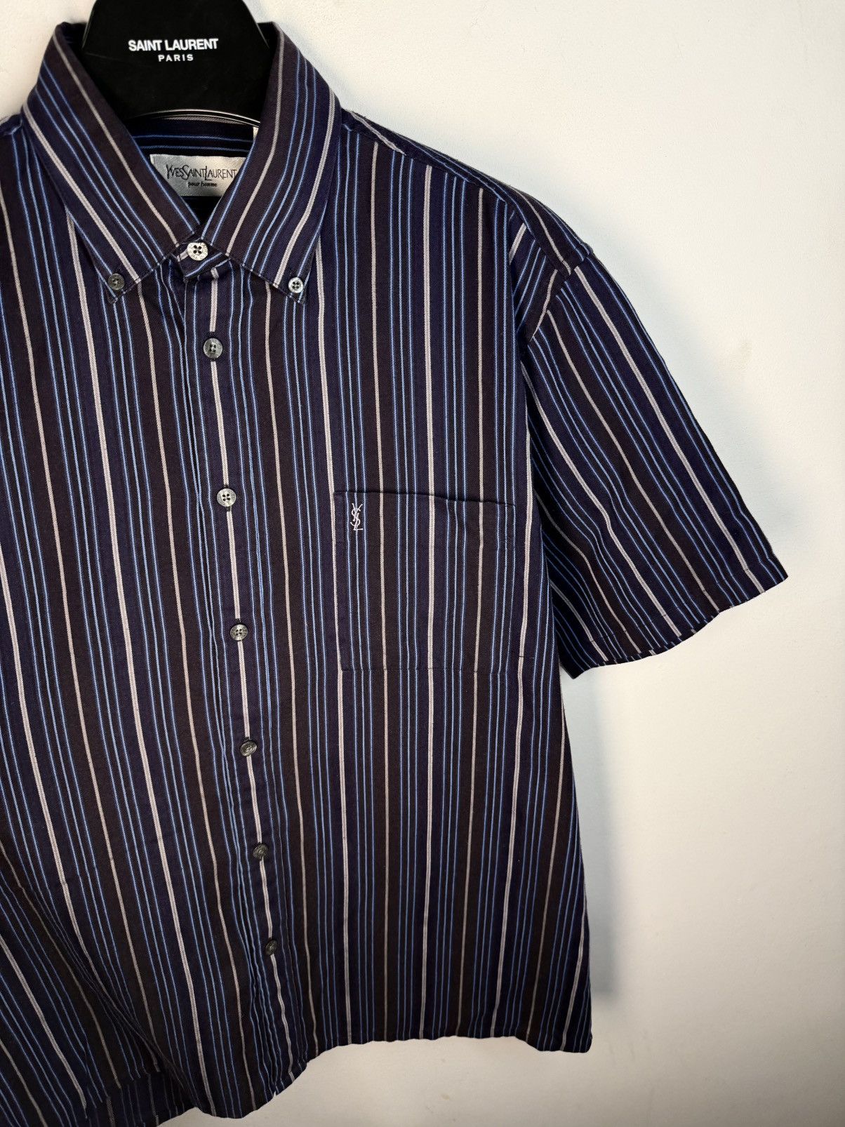 Yves Saint Laurent Super Soft YSL Shirt Summer Button Up w/ Logo Vintage Collar Size US L / EU 52-54 / 3 - 10 Thumbnail