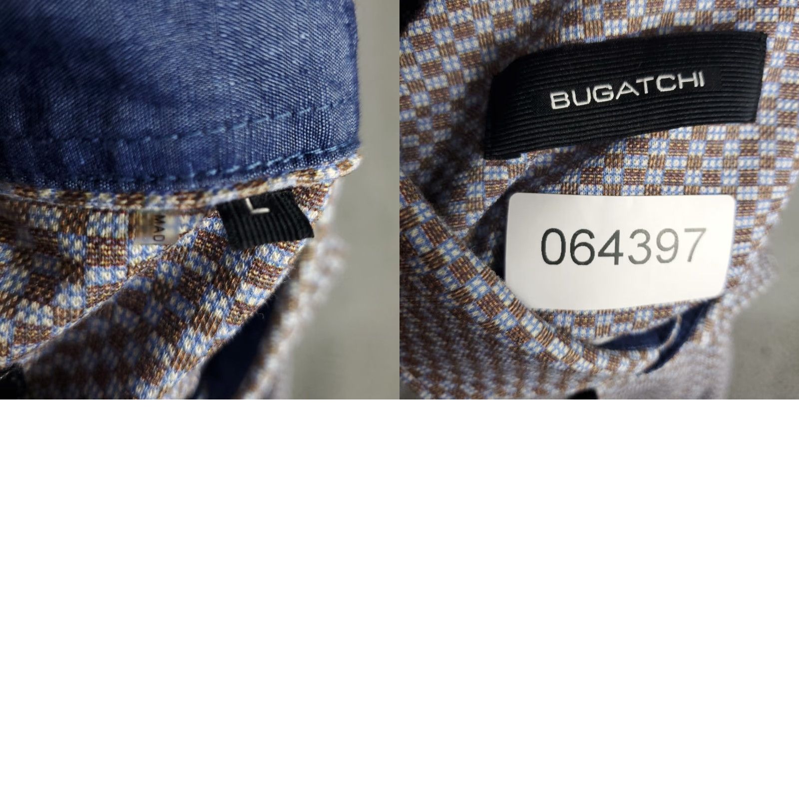 BUGATCHI Bugatchi Uomo Shirt Mens Large Brown Blue Check Stretch Button Up Long Sleeve Size US L / EU 52-54 / 3 - 8 Thumbnail