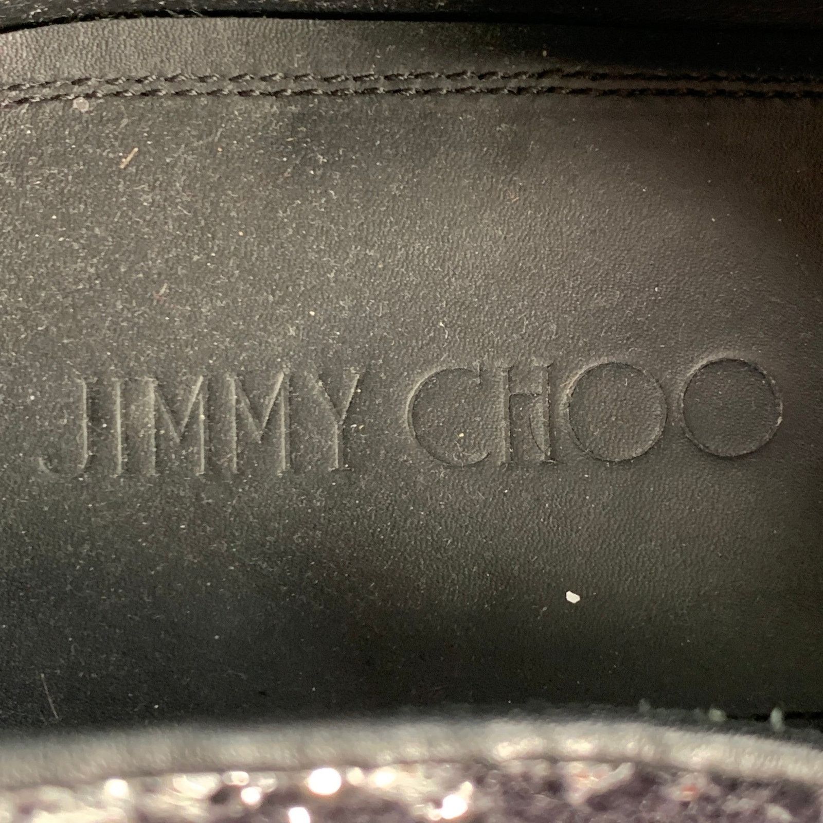 Jimmy Choo 11 Velvet Glitter Devore Sloan Black Silver Slip On Loafers Size US 11 / EU 44 - 7 Thumbnail