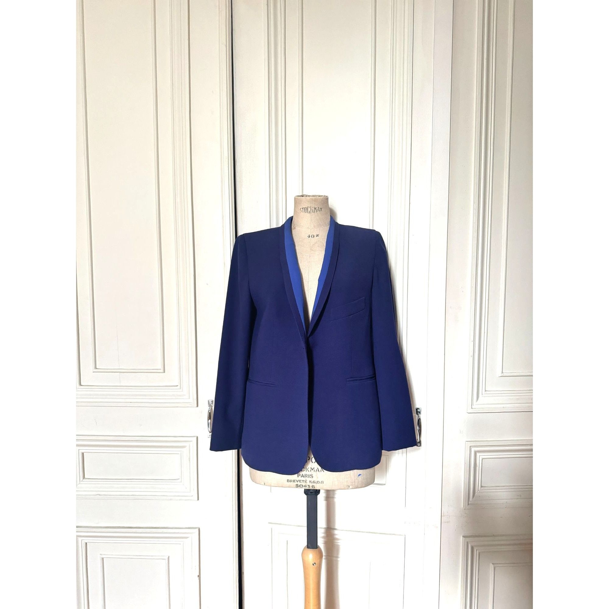 Hermes Navy Wool Blazer with Contrasting Lapel Size L / US 10 / IT 46 - 1 Thumbnail