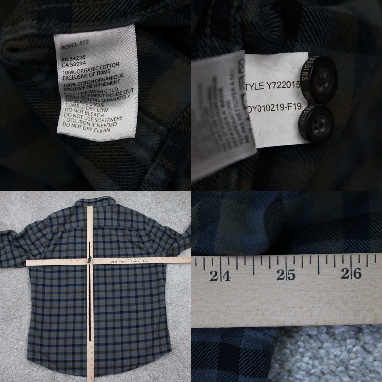 Royal Robbins Royal Robbins Shirt Adult XL Green/Blue Plaid Button-Up Cotton L/S Relaxed Fit Mens Size US XL / EU 56 / 4 - 8 Thumbnail