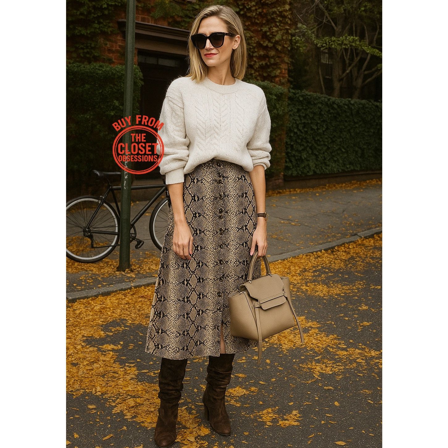 Zara ZARA Snakeskin Print Midi Skirt NWT Size 30" / US 8 / IT 44 - 2 Thumbnail