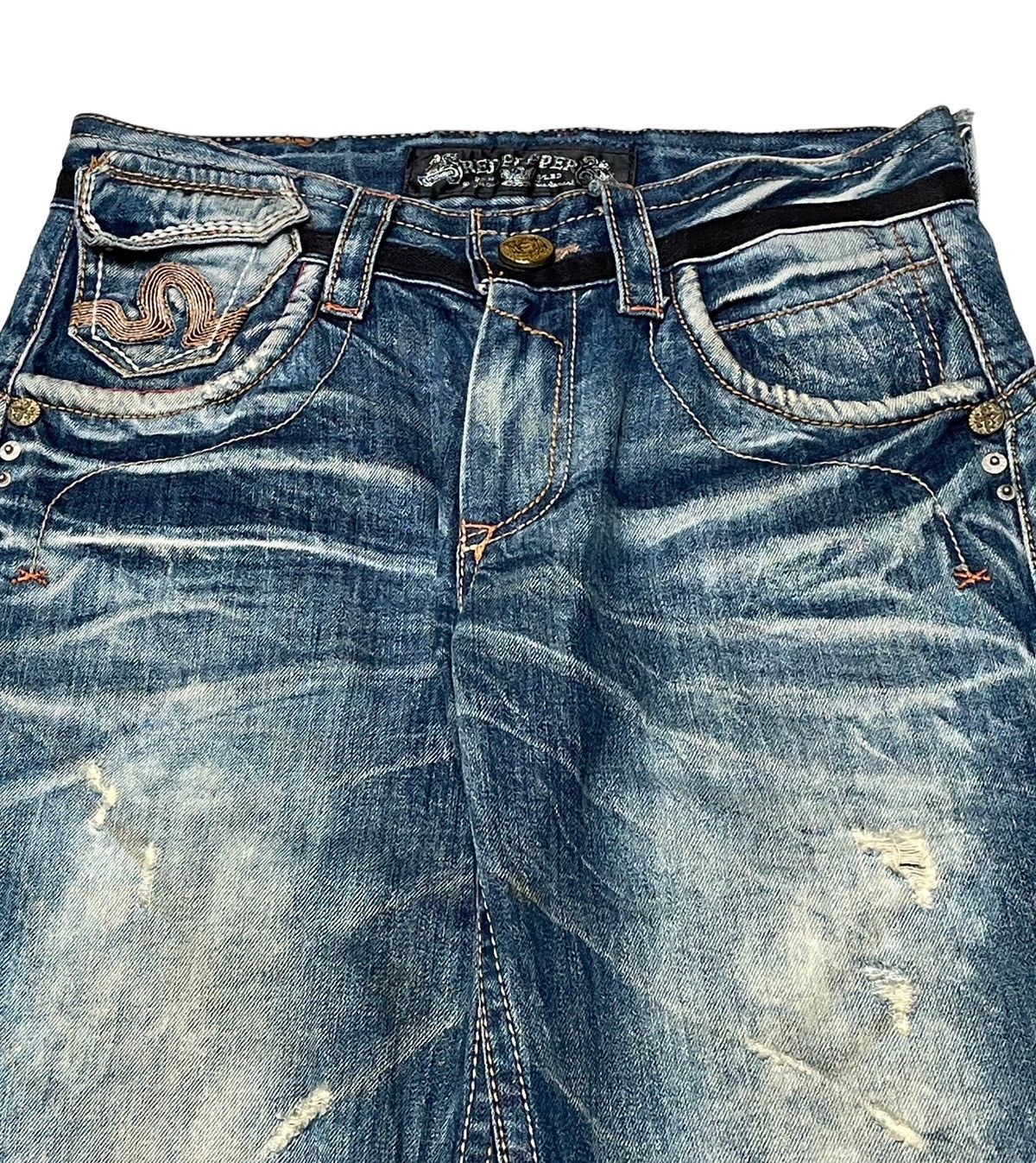 Japanese Brand × Vintage Vintage Japanese Brand Red Pepper Distressed Jeans 2000s Size US 31 - 4 Thumbnail