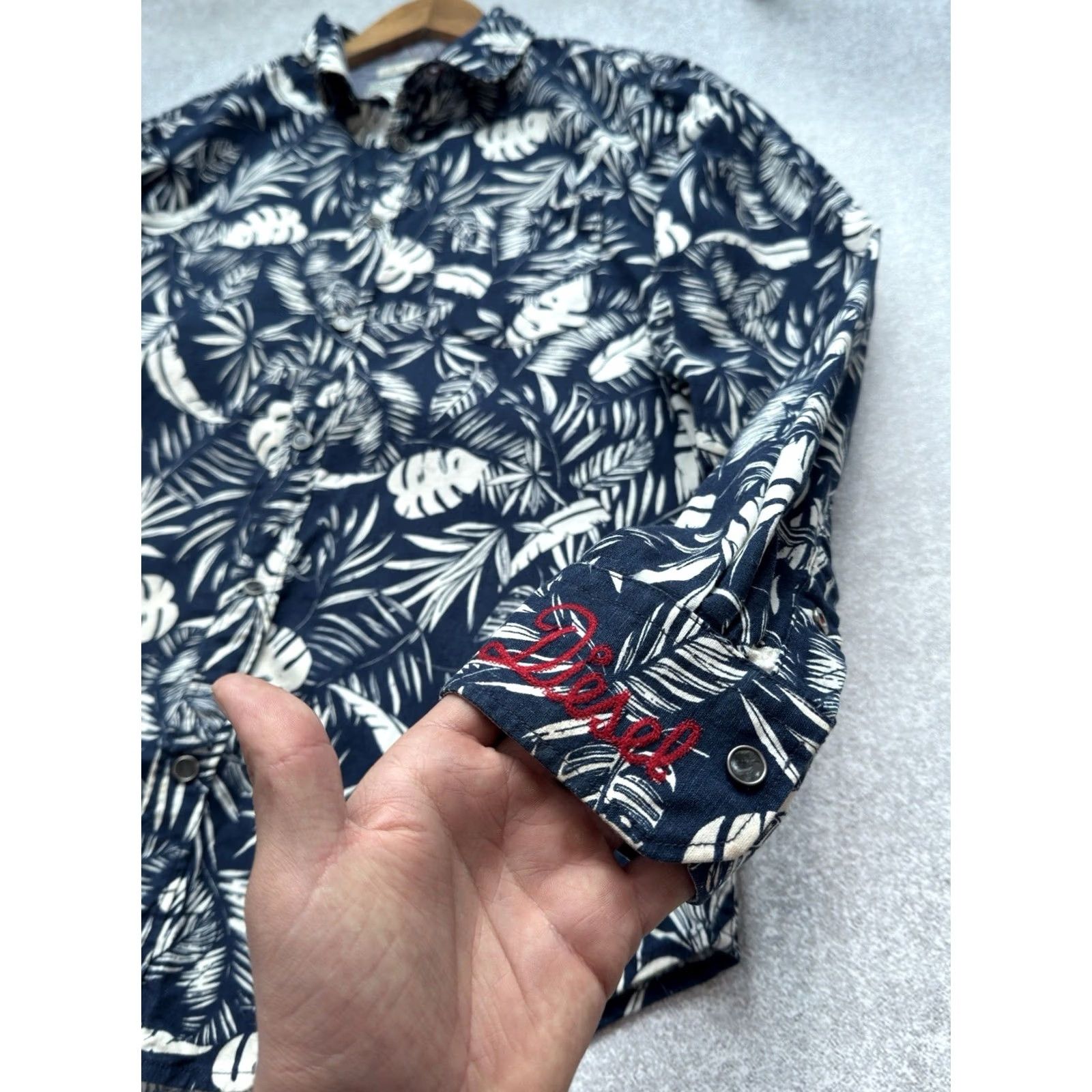 Diesel VINTAGE Diesel Button-Up Shirt Mens L Blue Hawaii Print OverShirt Y2K Size US L / EU 52-54 / 3 - 6 Thumbnail