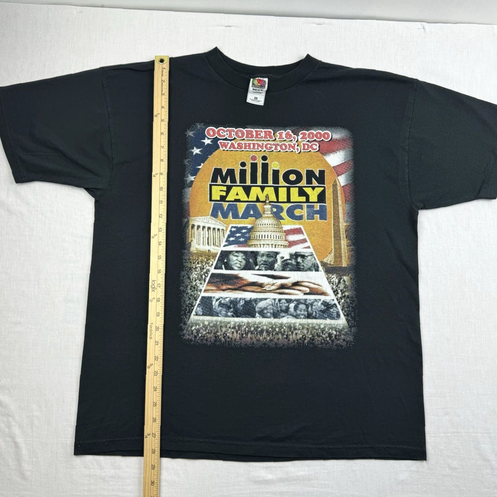 Fruit Of The Loom VINTAGE Million Family March Shirt Adult XL Black Rap Tee Style Washington Y2K Size US XL / EU 56 / 4 - 4 Thumbnail