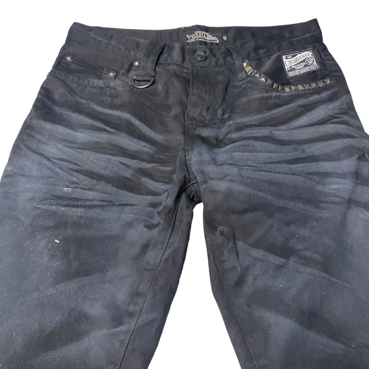 If Six Was Nine 2000's CavariA Distressed Studded Mudwash Shorts Size US 29 - 2 Thumbnail