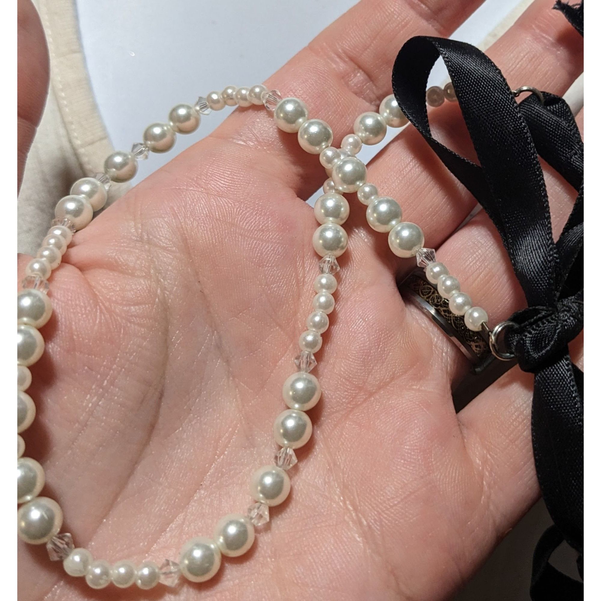 Other Tie On Faux Pearl Glass Beaded Necklace Size ONE SIZE - 4 Thumbnail