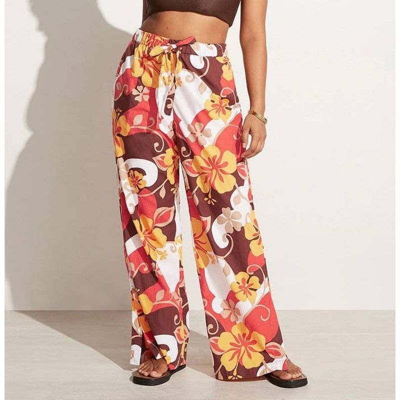 FAITHFULL NWT Faithfull the Brand Celvia Cotton Pant Sz. 2 Brown White Size 26" / US 2 / IT 38 - 4 Thumbnail